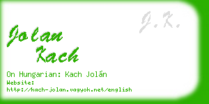 jolan kach business card